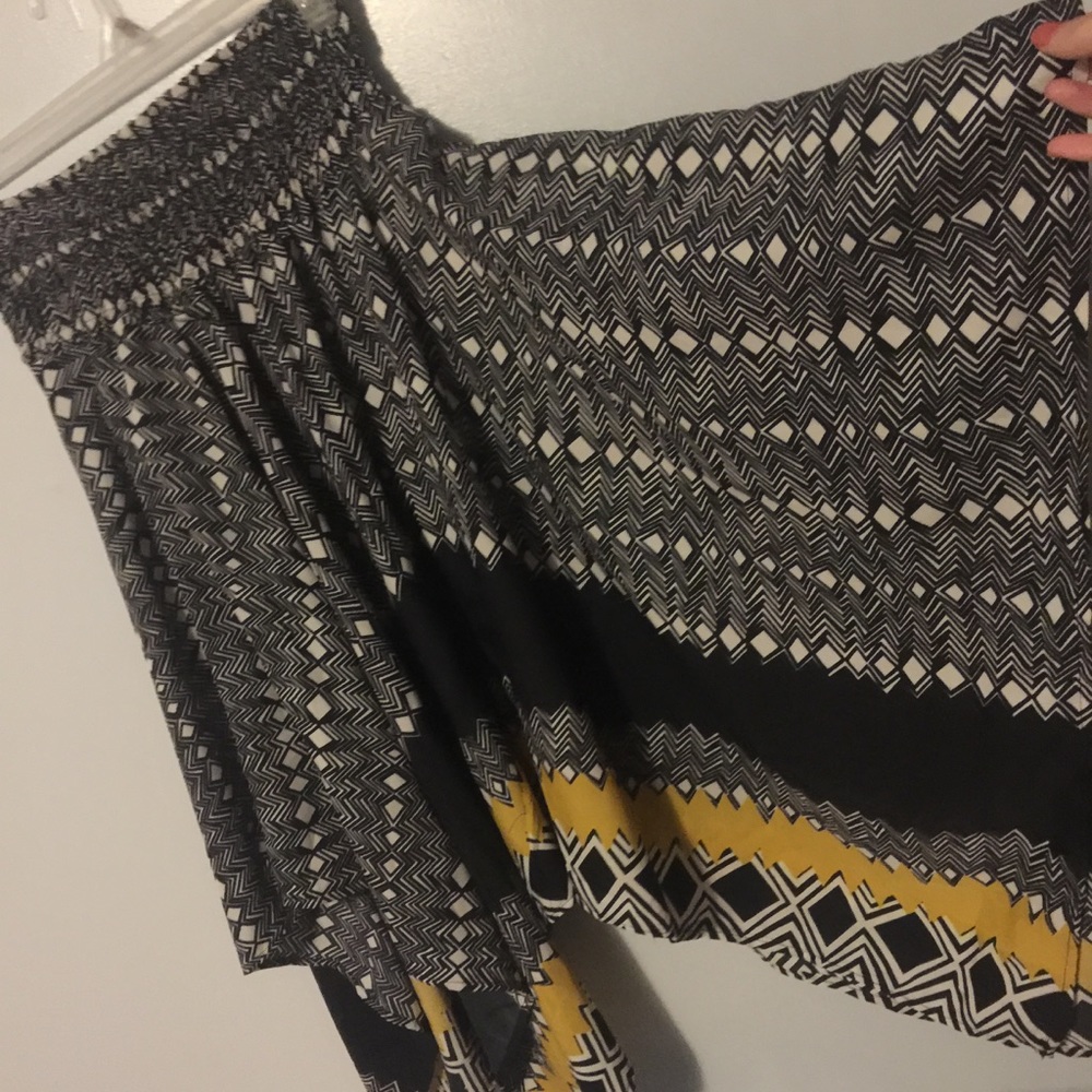 Black white and yellow long skirt